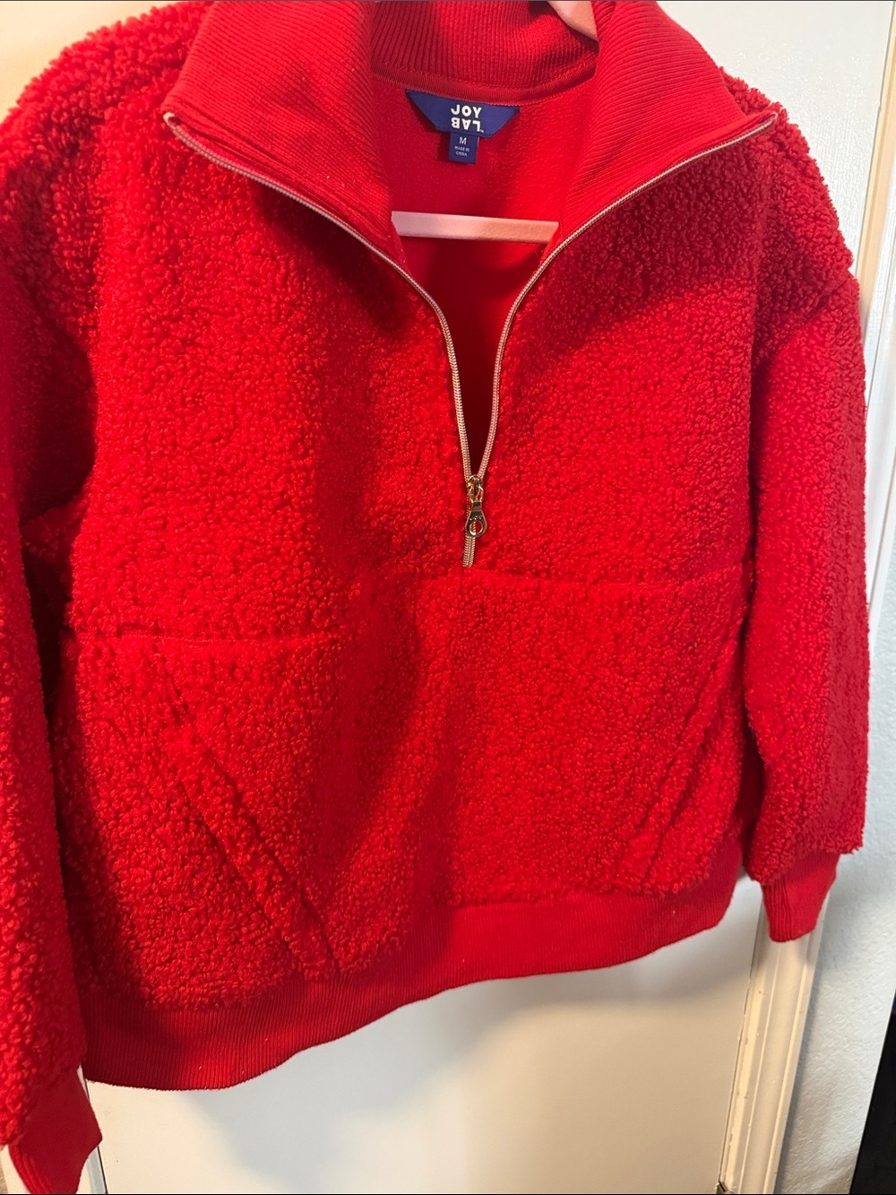 JoyLab Red Fleece Pullover with Branded Collar - Picture 4 of 5